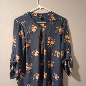 Rue21 Floral Blouse - Blue and Yellow